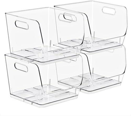 Sorbus Clear Pantry Organizer with Stackable Storage Bins, Open Front