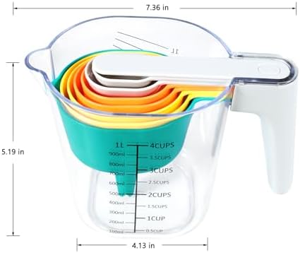 Stackable 10-Piece Measuring Cups and Spoons Set with White Lids