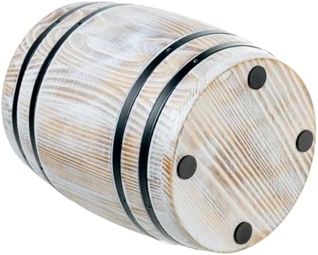 MyGift Whitewashed Wood Wine Barrel Kitchen Utensil Holder Crock