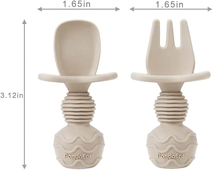 PandaEar 6 Pack Silicone Baby Spoons and Fork Feeding Set- Anti-Choke First - Image 3