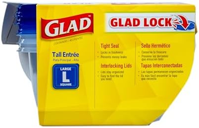 Glad GladWare Tall Entree Containers, Large Square, 42 Oz, 3 Count