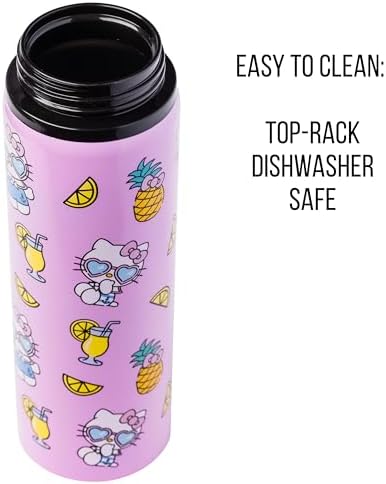 Silver Buffalo Hello Kitty Summer Style, Stainless Steel Water Bottle, 25oz