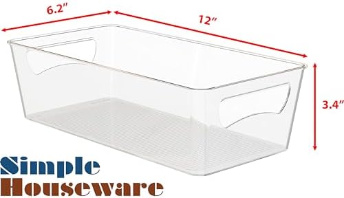 Simple Houseware Clear Fridge Organizer Bin Storage (12"x6"x3.4")