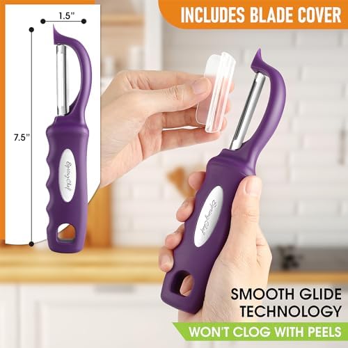 Spring Chef Swivel Vegetable Peeler w/Ergonomic Handle, Set of 2, Purple