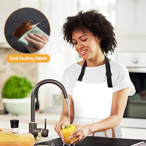 Adjustable Bib Apron with 2 Pockets for Cooking and Baking