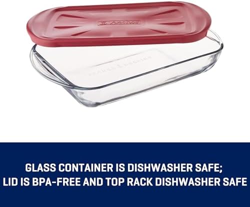 Anchor Hocking Glass Baking Dishes for Oven with Casserole Carrier, 4 Piece Set (3 Quart Glass Baking Dish, Red Lid, Red Thermal Carrier, and Hot/Cold Pack)