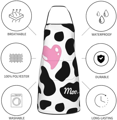 Sigouyinei Waterproof Kitchen Apron For Women Men Soft Bib Work With Pocket