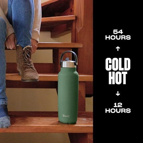 S'well Recycled Stainless Steel Explorer with Flip Straw Lid and Handle, 40oz, Green Jasper, Triple Layered Vacuum Insulated Containers Keeps Drinks Cold for 54 Hours and Hot for 12