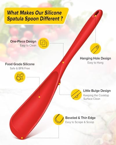 BUNDLEPRO Silicone Cooking Spoons for Nonstick Cookware, One-Piece, 2 Pack