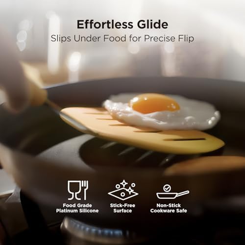 Kitchen Mama WaltzGrip Platinum Silicone Pancake Spatula Turner, Yellow