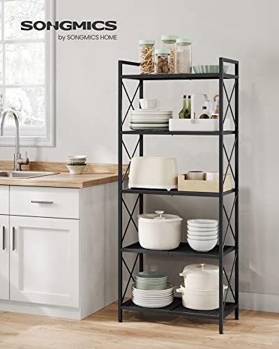 SONGMICS 5-Tier Steel Storage Rack, Shelving Unit with X Side Frames