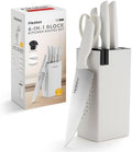 FIKSHOT 6-Piece Kitchen Knife Block Set, Apartment Essentials Knives
