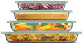 JoyJolt 8-Piece Borosilicate Glass Oven Dishes with Sage Green Lids, Rectangle Deep Glass Baking Dish Set, Baking Pans for Lasagna Casserole Cake, Bakeware Set, Freezer to Oven Tray to Dishwasher