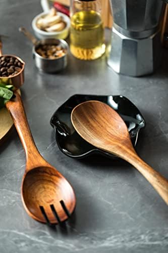 Miamolo Black Spoon Rest for Stove Top, Holds Multiple Utensils, Drip-Free