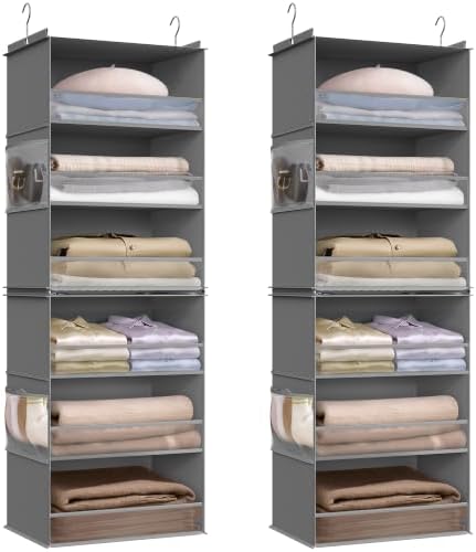 SONGMICS Widened Hanging Closet Organizer, 6-Tier, Separable，2 Pack