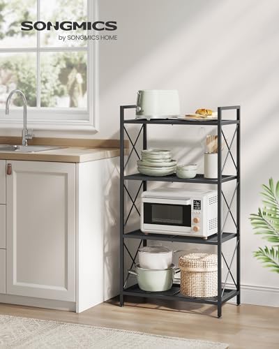 SONGMICS 4-Tier Steel Storage Rack, Shelving Unit with X Side Frames