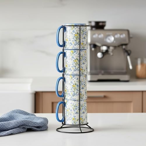 10 Strawberry Street Bella Flora Espresso Demitasse Stack, Set of 4 (Meadowlight)