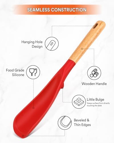 Badiano Silicone Cooking Spoon for Nonstick Cookwares, Multi-function,11.4"