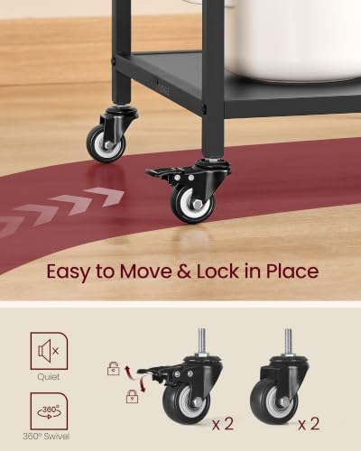 VASAGLE Kitchen Island Cart with Storage, Drawer, Adjustable Shelf, 2 Hooks