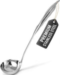 Zulay Kitchen Stainless Steel Soup Ladle - 13” Large Ladle for Soups, Stews & Sauces - Durable, Heat-Resistant, Rust-Proof & Dishwasher Safe Kitchen Utensil with Ergonomic Handle
