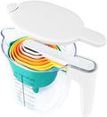 Stackable 10-Piece Measuring Cups and Spoons Set with White Lids