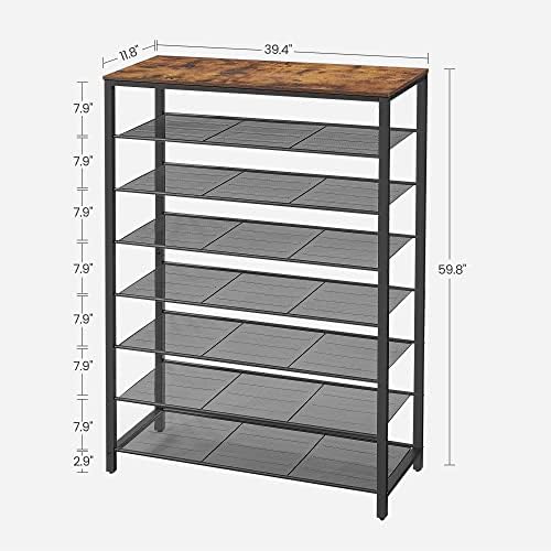 VASAGLE 8-Tier Shoe Rack, 32-40 Pairs, Metal Mesh