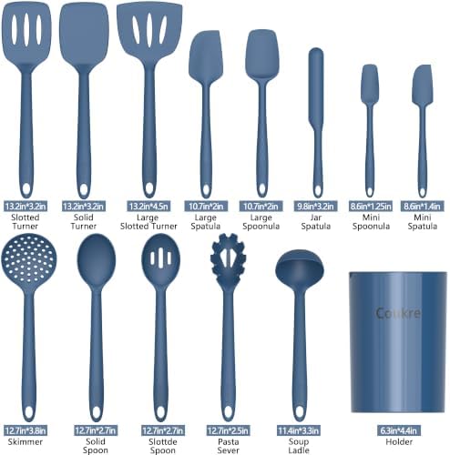 Coukre Silicone Kitchen Cooking Utensils Set, Heat Resistant, 14-Piece