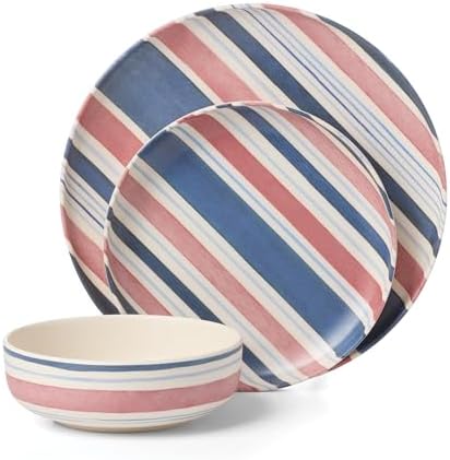 Oneida 24 Seven Stripe Melamine 12-Piece Dinnerware Set for 4