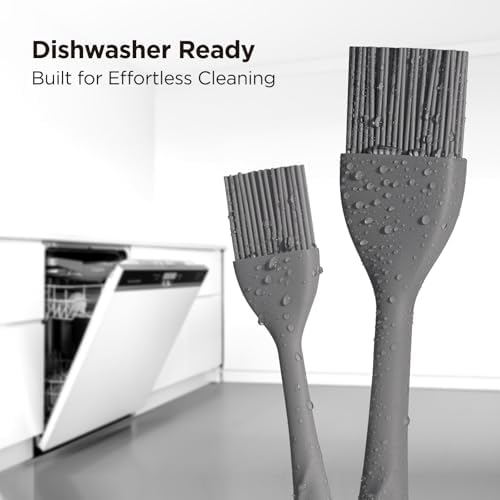 Kitchen Mama WaltzGrip Platinum Silicone Basting Pastry Brush, Metal Gray