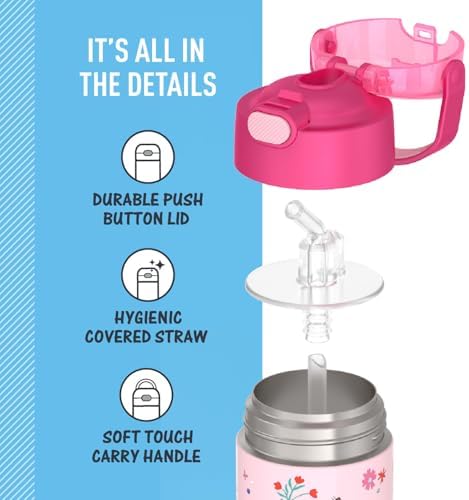 THERMOS FUNTAINER Water Bottle with Straw - 12 Ounce - Kids Stainless Steel Vacuum Insulated Water Bottle with Lid,Preschool Minnie,(Pack of 6)