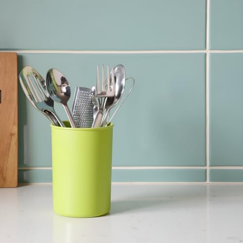 Reston Lloyd Calypso Basics Multipurpose Cookware Storage Crock, Kitchen Countertop & Office Desk Organization, Durable & Food Safe BPA-Free Plastic, Lime