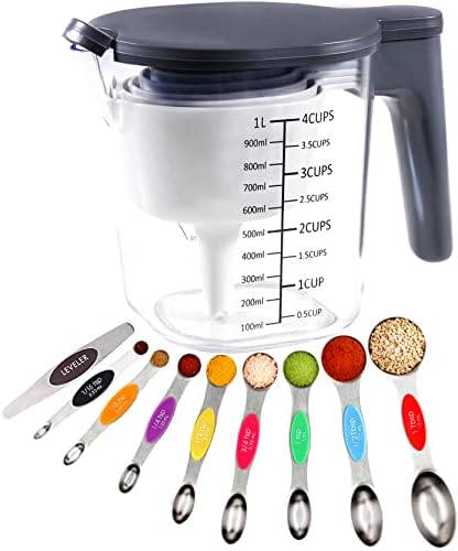 19-Piece Magnetic Measuring Cups and Spoons Set with Lid
