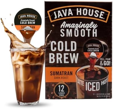 Java House Cold Brew Coffee Concentrate Single Serve Liquid Pods, Sumatran, 1.35 Fl Oz (Pack of 48)