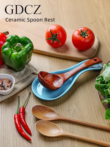 GDCZ Large Porcelain Spoon Rest for Kitchen Stove Top (Turquoise)