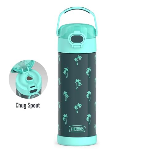 THERMOS FUNTAINER Water Bottle with Spout, 16oz, Palm Trees