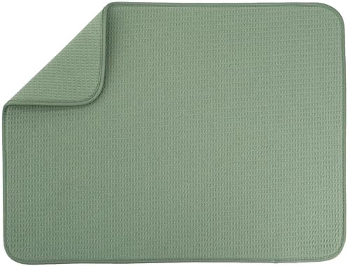 S&T INC. Dish Drying Mat, 18" x 24", XL, Green Sage