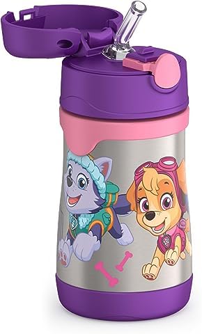 THERMOS Vacuum Insulated Stainless Steel 10oz Straw Bottle, Paw Patrol Girl (Pack of 3)
