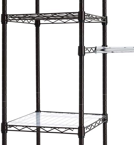 Amazon Basics Expandable Metal Hanging Closet Organizer and Storage Rack Wardrobe with Shelves, 57-80''L x 14''W x 72''H, Bronze