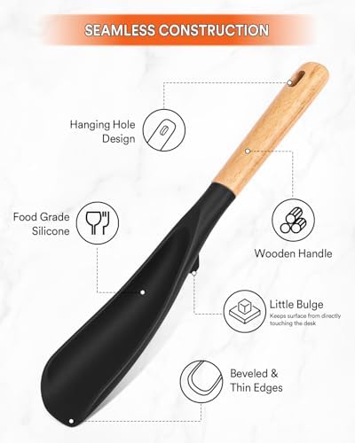 Badiano Silicone Cooking Spoon for Nonstick Cookwares, Multi-function,11.4"