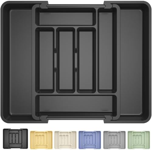 Caperci Large Silverware Organizer Tray for Kitchen Drawer Utensils Thicker