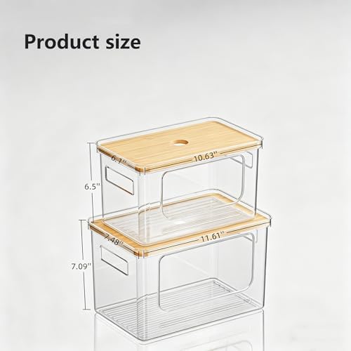 Trash Bag Holder Dispenser,Plastic Under Sink Organizer,Bamboo lid,Set of 2