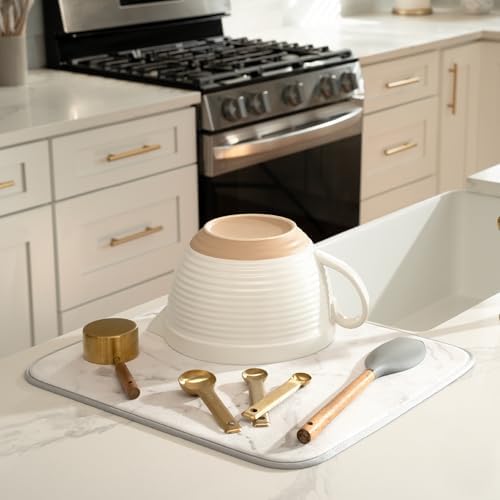 S&T INC. Dish Drying Mat, 16" x 18", Large, Grey Stone