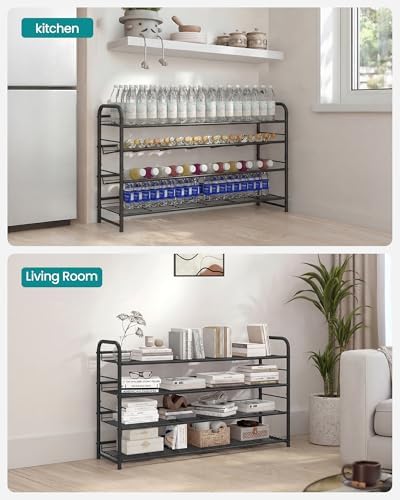 SONGMICS 4-Tier Long Stackable Metal Shoe Rack, Holds Up to 20 Pairs
