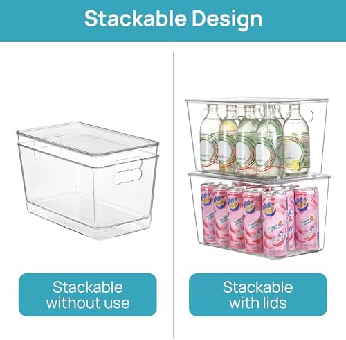 Vtopmart 8 Pack Clear Stackable Storage Bins with Lids and Handles, XLarge