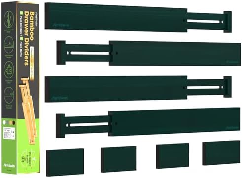 ANTOWIN Expandable Bamboo Drawer Dividers, Fits 17.6-21.6" Drawers