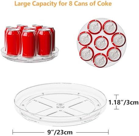 4 Pack 9 Inch Clear Lazy Susan Turntable Organizer, Non-Skid Rotating Tray for Cabinet, Kitchen Pantry Organization and Storage, Acrylic Spinner for Refrigerator, Bathroom Vanity and Spice Rack