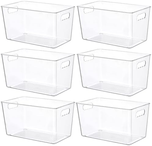 Vtopmart 6 Pack Clear Storage Bins, Pantry Storage Bins with Handle, XL