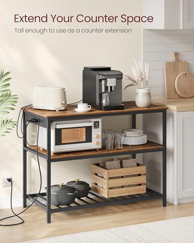 VASAGLE Kitchen Island with 3 Shelves, Storage Cabinet, Steel Structure