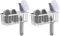 SunnyPoint NeverRust Deluxe Kitchen & Bathroom Sink Sponge Holder Organizer with Adhesive Mount - Additional Suction Cup Included – Sponge & Brush NOT Included – 7.4 x 3.3 x 2.75 Inch (Pack of 2)