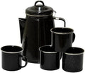 Stansport Enamel 8-Cup Percolator Coffee Pot and 4-Mug Set - Heavy-Duty Campfire Coffee Maker with 12oz Mugs - Percolator Stem Included - Double Baked Enamelware for Camping, Hiking, RV & Cabin